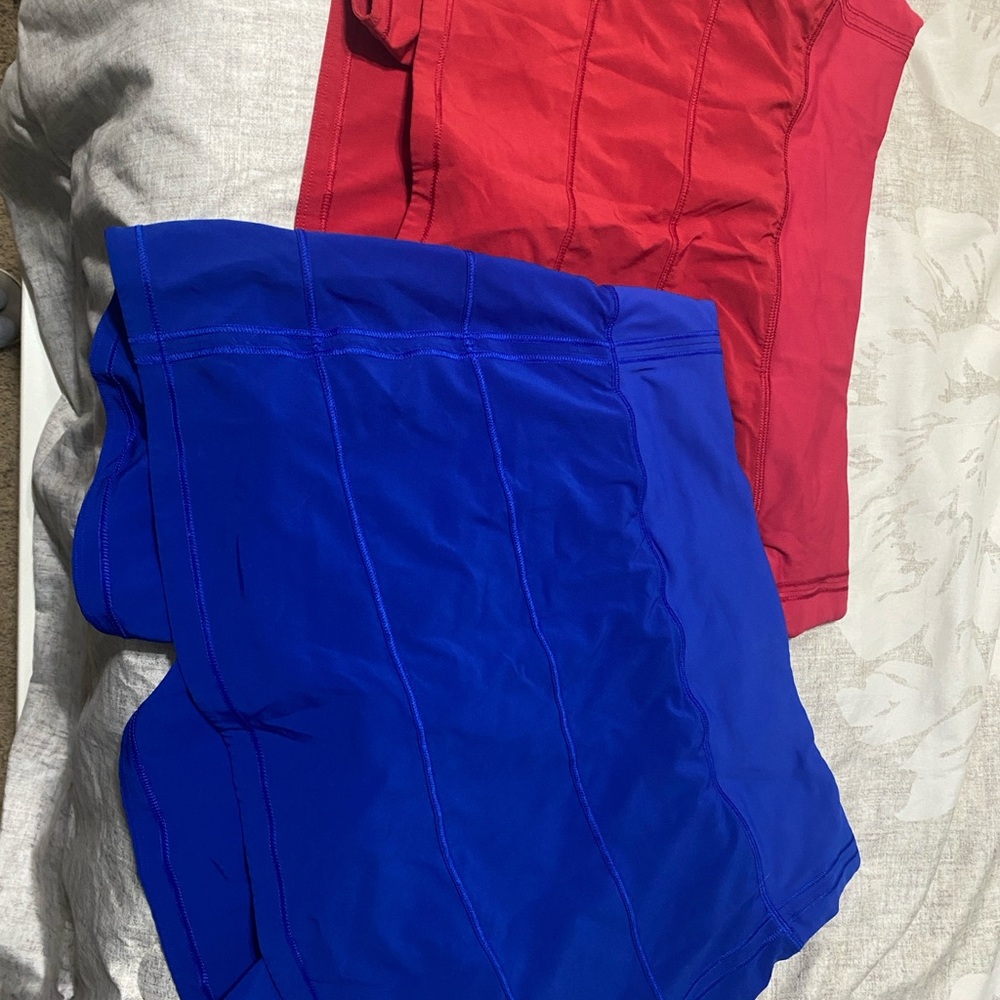 2 Lululemon Athletica Red and Blue tennis skirts